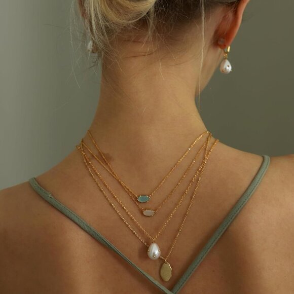 Layered Gold Necklace Women 18K Gold Plated Crystal Pendant Jewelry Gift - Picture 4 of 5